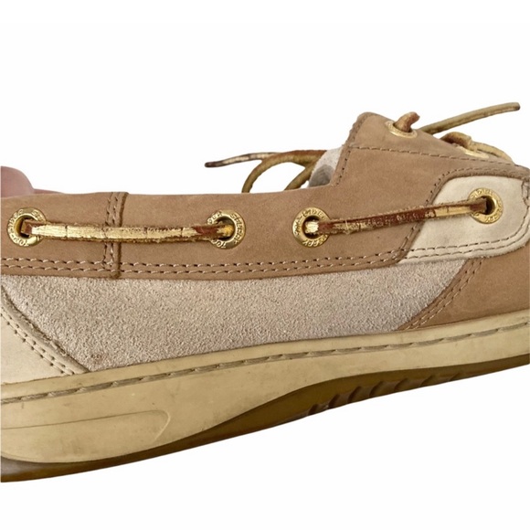 Sperry Tan Leather Sparkly Boat Shoes - Picture 11 of 11